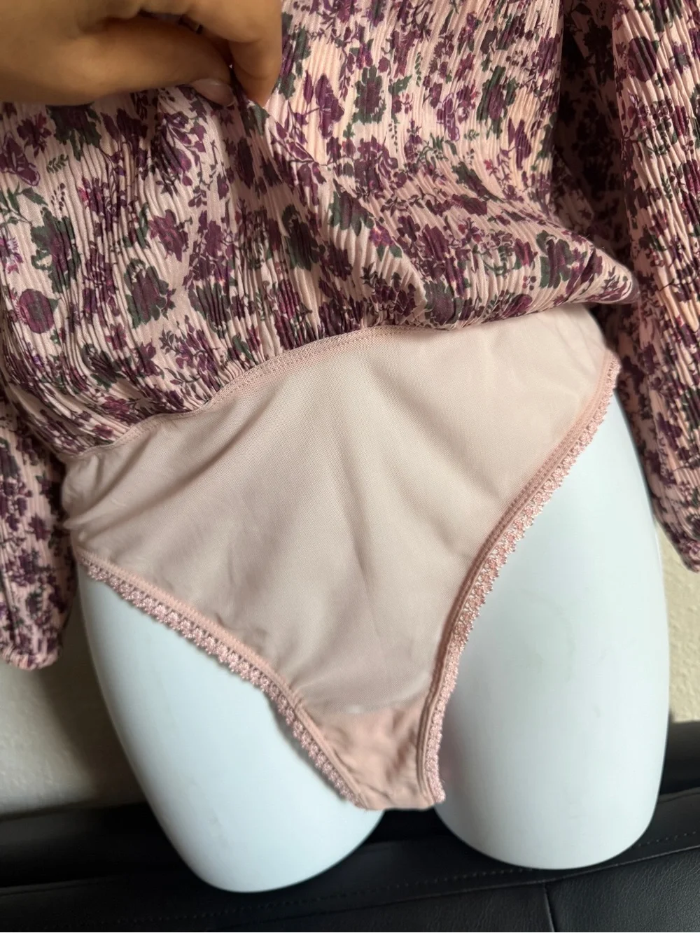 Free People Dusty Pink Floral Off-Shoulder Smocked Bodysuit